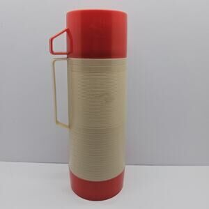 Aladdin Dura Clad Orange And Beige 2650E Thermos vintage 32oz